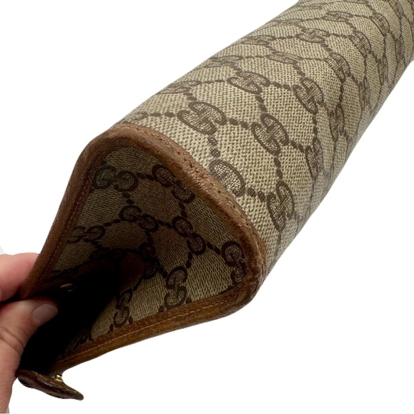 GUCCI GG Supreme Clutch Bag Purse Beige Brown Monogram Gold Hardware - Picture 8 of 15